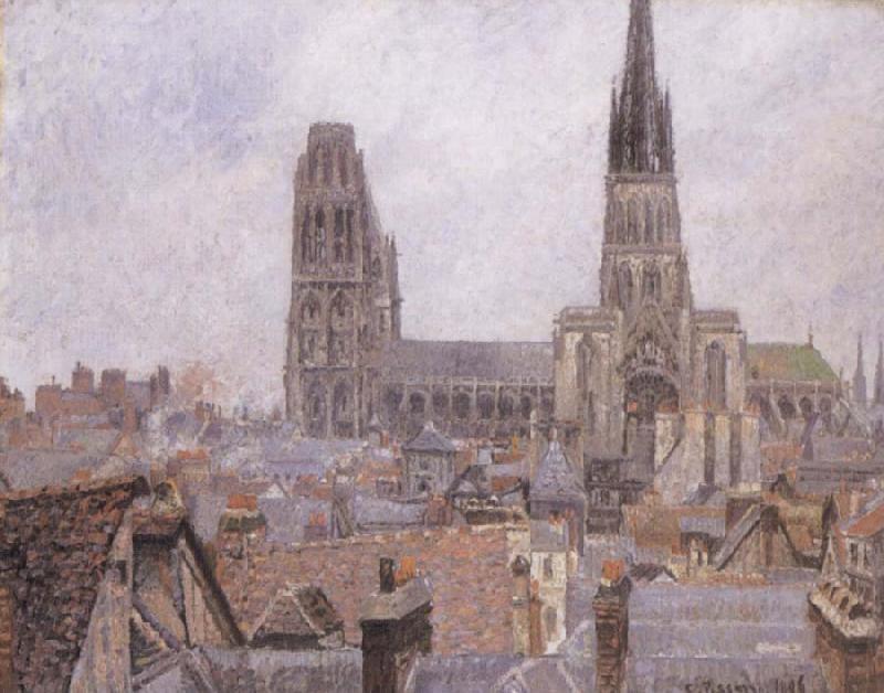 Camille Pissarro The Roofs of Old Rouen,Gray Weather Sweden oil painting art